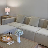 Acanva Luxury Modular Sectional Living Room Sofa Set, Modern Minimalist Style Couch with Ottoman and Chaise, L-Shape, Linen-Like Cream