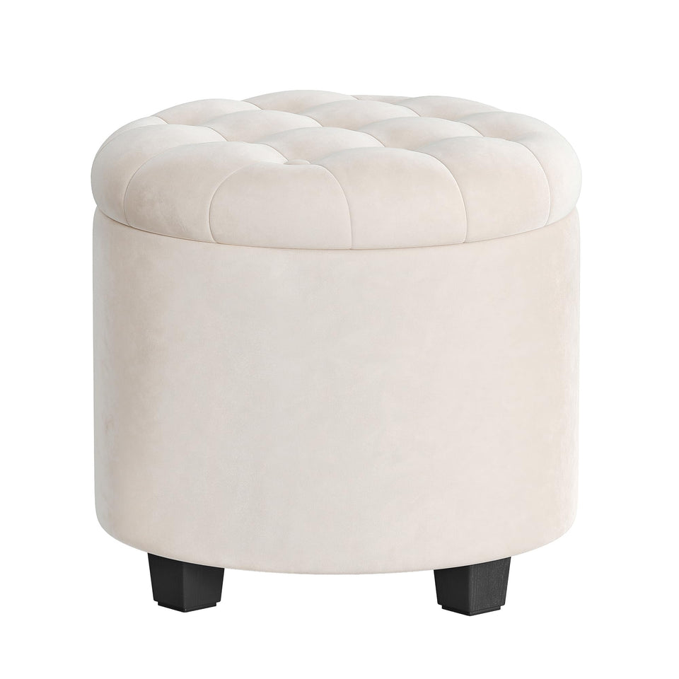 SONGMICS Round Ottoman, Ottoman with Storage, 17.7 Dia. x 17.5 H Inches Foot Rest with Legs, Load up to 330 lb, for Living Room, Bedroom, Dark Gray ULOM011G01