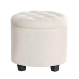 SONGMICS Round Ottoman, Ottoman with Storage, 17.7 Dia. x 17.5 H Inches Foot Rest with Legs, Load up to 330 lb, for Living Room, Bedroom, Dark Gray ULOM011G01