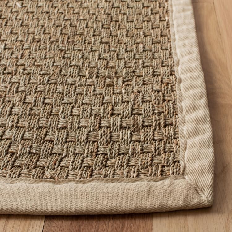 SAFAVIEH Area Rug 8x10 - Natural Fiber Collection - Large - Natural & Beige, Seagrass, Basketweave Pattern (NF114A)