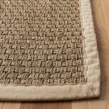 SAFAVIEH Area Rug 8x10 - Natural Fiber Collection - Large - Natural & Beige, Seagrass, Basketweave Pattern (NF114A)