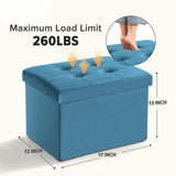 LINMAGCO Ottoman Storage Ottoman with Storage Small Foot Rest Stool Under Desk Stool Short Folding Footrest Linen Cloth Dark Gray 16X12X12IN