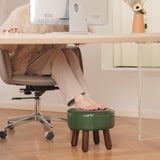 oakvivo 13in Small Foot Stool Ottoman, Round Faux Leather Foot Rest for Couch, Under Desk Pouf Footstool Footrest with Non-Skid Rubber Legs for Ling Room, Bedroom, 13''L x 13''W x 10.2''H, Green