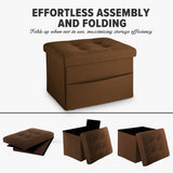 LINMAGCO Ottoman Storage Ottoman with Storage Small Foot Rest Stool Under Desk Stool Short Folding Footrest Linen Cloth Dark Gray 16X12X12IN