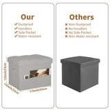 Storage Ottoman Foot Rest Stool, Foldable Leather Footstool Storage Bench with Thicker Foam Padded Seat. Foot Rest Under Desk for Living Room Bedroom 350 lbs, 17x13x13 in, Brown