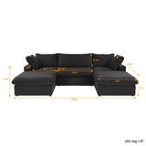 160.6" Cloud Couch Modular Sectional Sofa for Livingroom,Oversized Convertible Sofa with Storage Ottomans,6 Seat Wide Couches,Cushion Covers Removable (Khaki, 6 Seater)