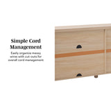 Walker Edison Sasha 4-Door Reeded Sideboard Buffet with Cord Management, 70 Inch, Coastal Oak