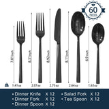 KINGSTONE Silverware Set, 60-Piece Forged Flatware Set Cutlery Set Premium Stainless Steel, Service for 12, for Kitchen, Home, Wedding, Party, Mirror Polished and Dishwasher Safe