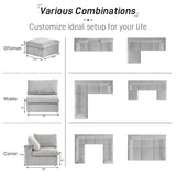 160.6" Cloud Couch Modular Sectional Sofa for Livingroom,Oversized Convertible Sofa with Storage Ottomans,6 Seat Wide Couches,Cushion Covers Removable (Khaki, 6 Seater)