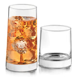 Libbey Ascent Tumbler and Rocks Drinking Glasses Set of 16, Glass Drinking Glasses with Curvature, Versatile Glassware Set for Parties and More