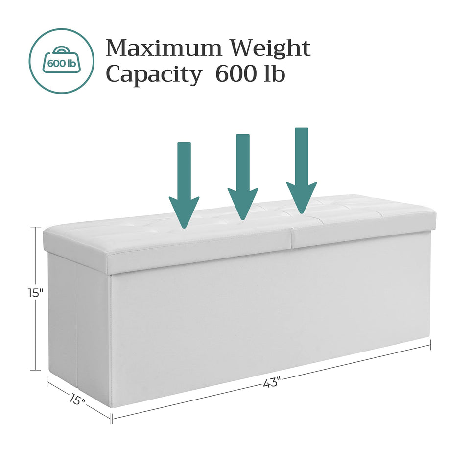 SONGMICS MAZIE Collection - 30 Inches Storage Ottoman Bench with Flipping Lid, Storage Chest Footstool, Load 660 lb, for Entryway, Living Room, Bedroom, Synthetic Leather, Black ULSF45BK