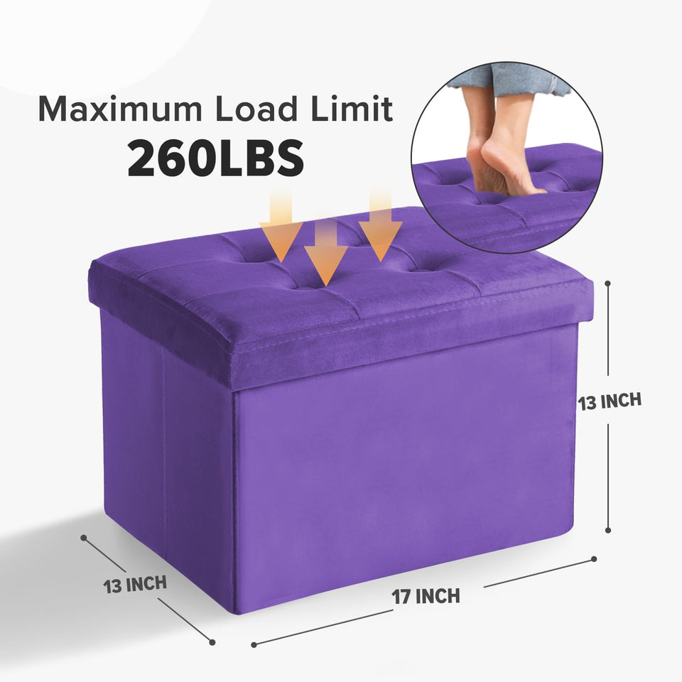 LINMAGCO Ottoman Storage Ottoman with Storage Small Foot Rest Stool Under Desk Stool Short Folding Footrest Linen Cloth Dark Gray 16X12X12IN