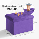 LINMAGCO Ottoman Storage Ottoman with Storage Small Foot Rest Stool Under Desk Stool Short Folding Footrest Linen Cloth Dark Gray 16X12X12IN