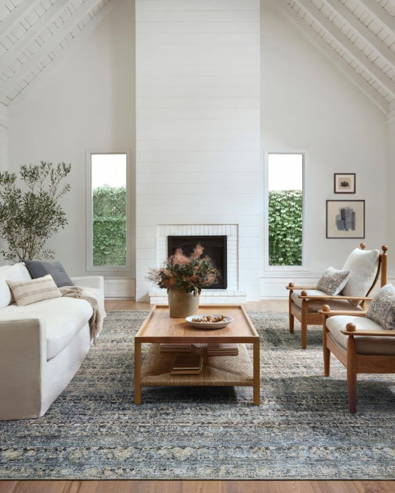 Loloi Amber Lewis Billie Collection, Ink & Salmon 10'-0" x 14'-0" Area Rug – Antique & Distressed Accent Rugs for Living Room, Bedroom, Entryway & Hallway, No Shed High Traffic Area Home Decor Rug