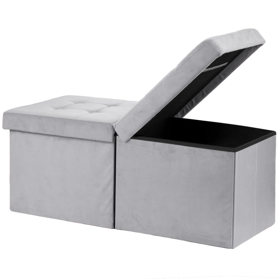 AmasSmile Footrest Ottoman Bench with Storage,34Inch Black Leather Footstool, Coffee Table, Padded Seat, Storage Chest,Blanket Store with Flipping Lid for Livingroom and Bedroom