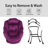 LITA Lazy Chair with Ottoman, Modern Accent Leisure Upholstered Lazy Sofa Armchair, Contemporary Lounge Reading Chair with Armrests and a Side Pocket for Living Room, Bedroom & Small Space, Dark Grey