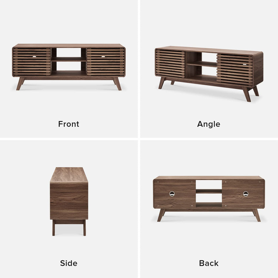 mopio Ensley TV Stand, Mid Century Modern for 55/60/65 inch TV, Farmhouse TV Stand, Entertainment Center with Storage, TV and Media Console for Living Room (Walnut, 59" Tall)