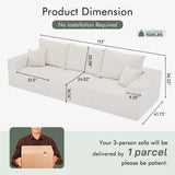 Boneless Sectional Cloud Couch Sofa for Living Room, 112" U-Shaped Modular Modern Lounge Sleeper Black Couches with Chaise, No Assemble, Cordury Compression Upholstered Sofas