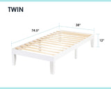 Mellow Naturalista Classic 12-Inch Solid Wood Platform Bed | Wooden Slats, No Box Spring Needed, Easy Assembly | Full, Espresso