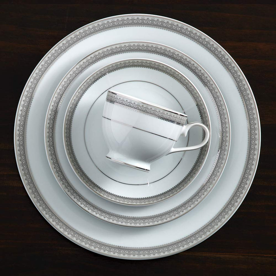 Mikasa Parchment 40-Piece Dinnerware Set, Service for 8, Durable Porcelain Plates, Bowls, and Mugs with Contemporary Design, Dishwasher Safe