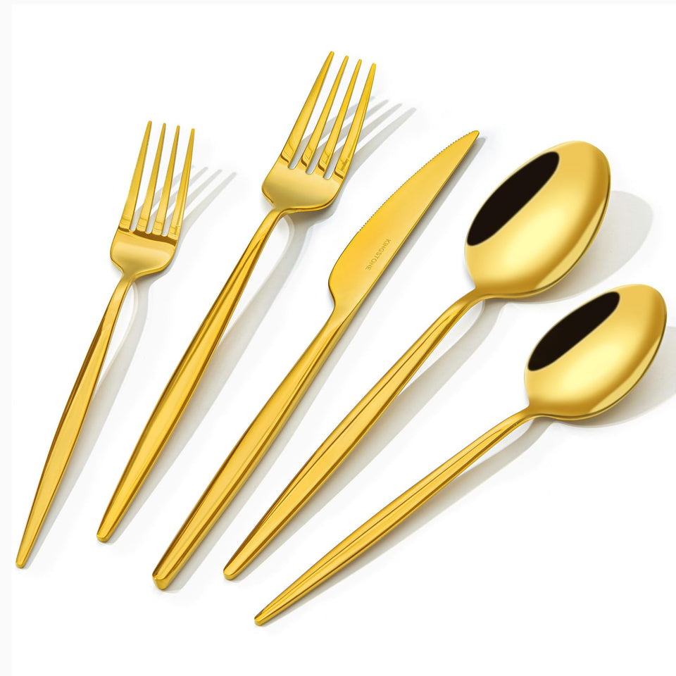 KINGSTONE Silverware Set, 60-Piece Flatware Set Cutlery Set Premium 18/10 Stainless Steel, Tableware Include Forks Knives Spoons for Home Kitchen Restaurant Wedding, Dishwasher Safe