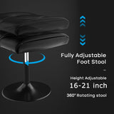 VECELO Foot Rest Under Desk Ottoman, PU Height Adjustable Footrest with Comfort Padding, Leg Rest for Desk for Relieving Leg Pain, Stiffness, and etc, Black