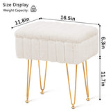 Wimarsbon Storage Ottoman, Vanity Stools with Metal Legs, 16.5" x 11.8" x 18" Modern Faux Mink Fur Footstool, Makeup Chair with Anti-Slip Feet, Accent Table,Footrest,Storage Bench for Bedroom
