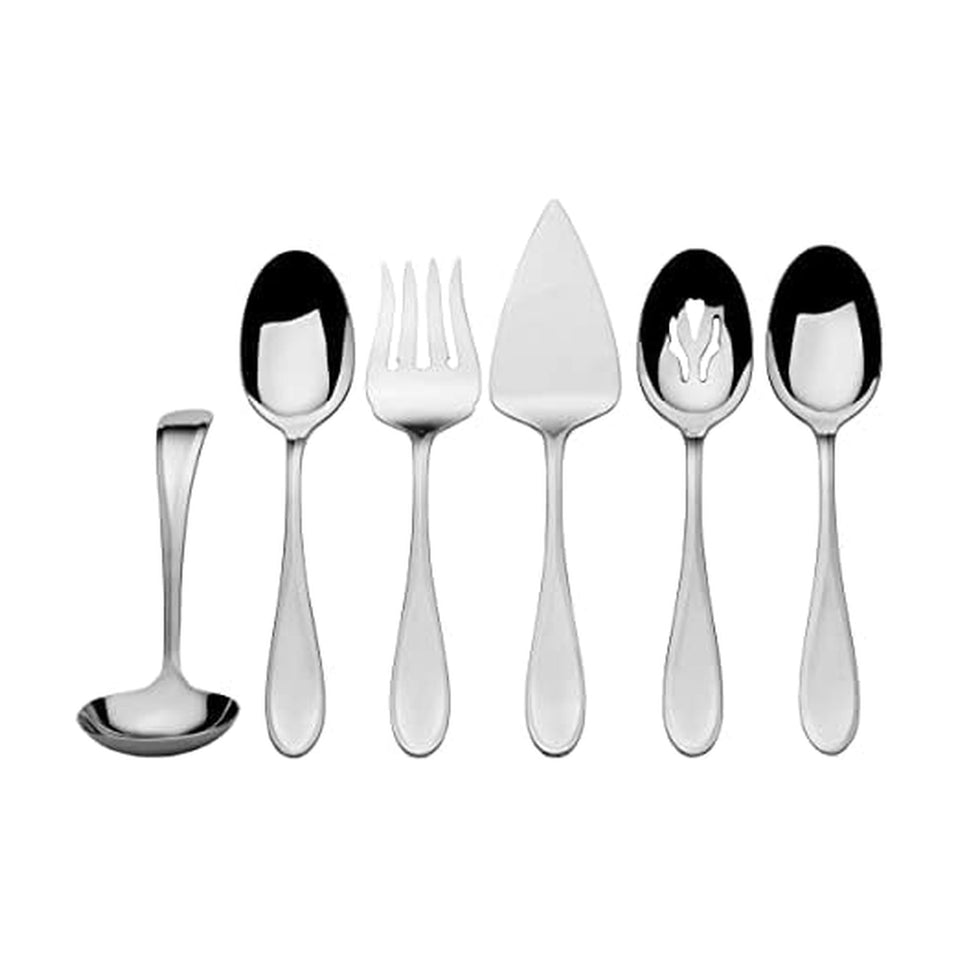 Mikasa Bravo 65-Piece Flatware Set for 12, 18/10 Stainless Steel Silverware with Full Service, Includes Forks, Knives, Spoons, and Serving Utensils
