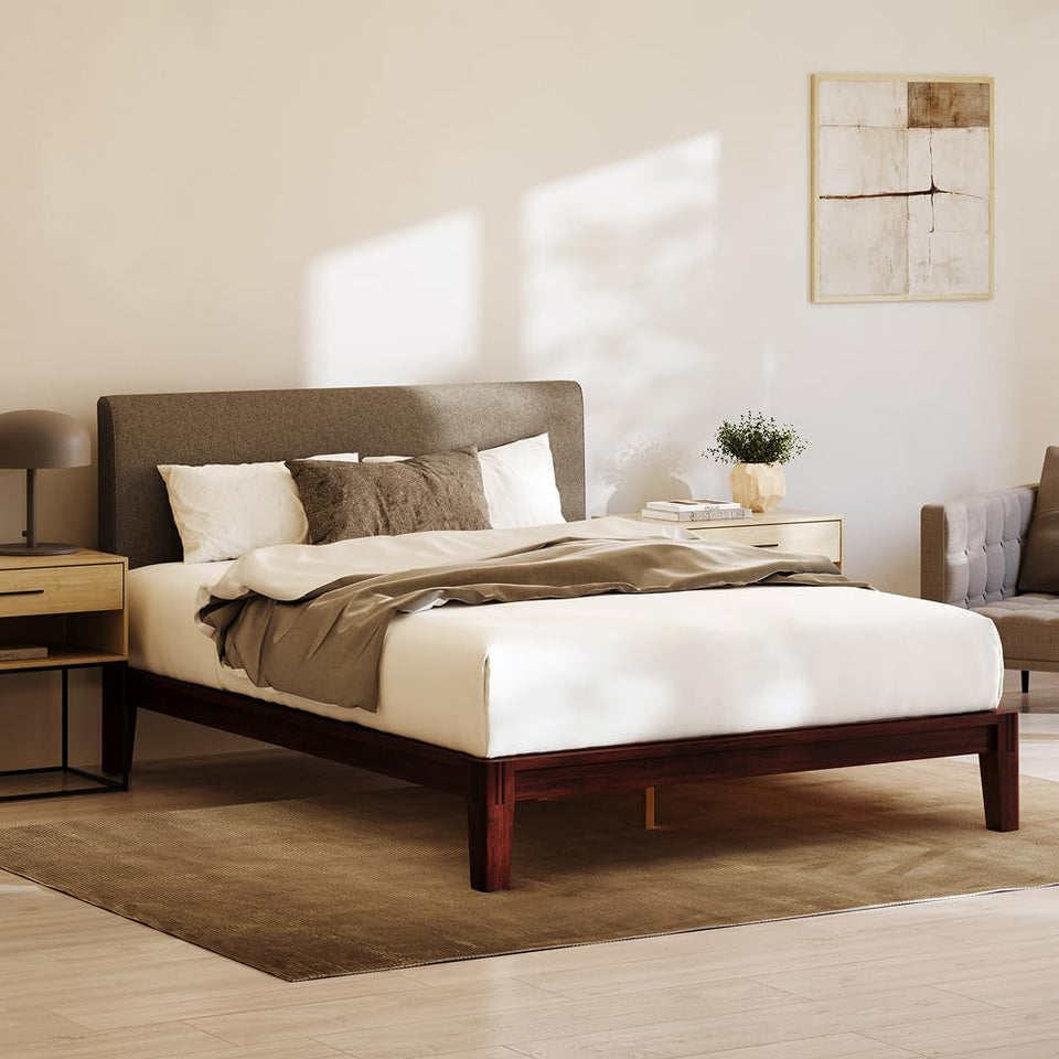 Nectar Bamboo Platform Bed Frame - Queen - Natural - Floating Center Support Legs - 12” Height - Easy Tool Free Set Up - Contemporary and Durable - Sturdy Wooden Support Slats - Holds Up To 800 Pounds