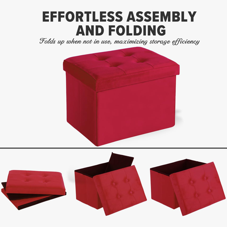 LINMAGCO Ottoman Storage Ottoman with Storage Small Foot Rest Stool Under Desk Stool Short Folding Footrest Linen Cloth Dark Gray 16X12X12IN