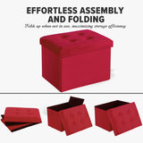 LINMAGCO Ottoman Storage Ottoman with Storage Small Foot Rest Stool Under Desk Stool Short Folding Footrest Linen Cloth Dark Gray 16X12X12IN