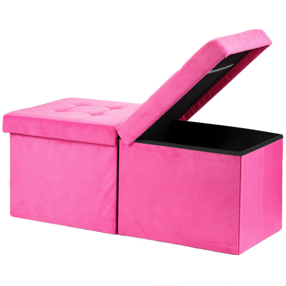 AmasSmile Footrest Ottoman Bench with Storage,34Inch Black Leather Footstool, Coffee Table, Padded Seat, Storage Chest,Blanket Store with Flipping Lid for Livingroom and Bedroom