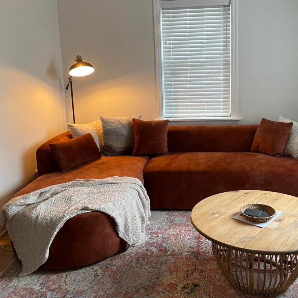 Acanva Luxury Modern Tight Curved Back Velvet Sofa, Minimalist Style Comfy Couch for Living Room Apartment, 3 Seater, Cream