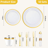 Goodluck 700 Piece Dark Blue Plastic Dinnerware Set for Party, Clear Disposable Plates for 100 Guests, Include: 100 Dinner Plates, 100 Dessert Plates, 100 Pre Rolled Napkins with Cutlery Set, 100 Cups