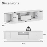 UKAOCAI 86.61'' Tambour TV Stand for 55-85 Inch, Modern Entertainment Center with Large Storage Cabinet & Open Shelves, TV Console with Sliding Doors for Living Room, Bedroom, Natural
