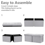 AmasSmile Footrest Ottoman Bench with Storage,34Inch Black Leather Footstool, Coffee Table, Padded Seat, Storage Chest,Blanket Store with Flipping Lid for Livingroom and Bedroom