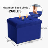 LINMAGCO Ottoman Storage Ottoman with Storage Small Foot Rest Stool Under Desk Stool Short Folding Footrest Linen Cloth Dark Gray 16X12X12IN