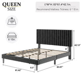 HAOARA King Size Bed Frame,King Size Platform Bed Frame and Velvet Upholstered Headboard with Strong Wood Slats, Box Spring Optional, Mattress Foundation, Easy Assembly Beige