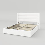 Allewie King Size Lift Up Storage Bed, Modern Wingback Headboard, Hydraulic Support, No Box Spring Needed, Light Beige