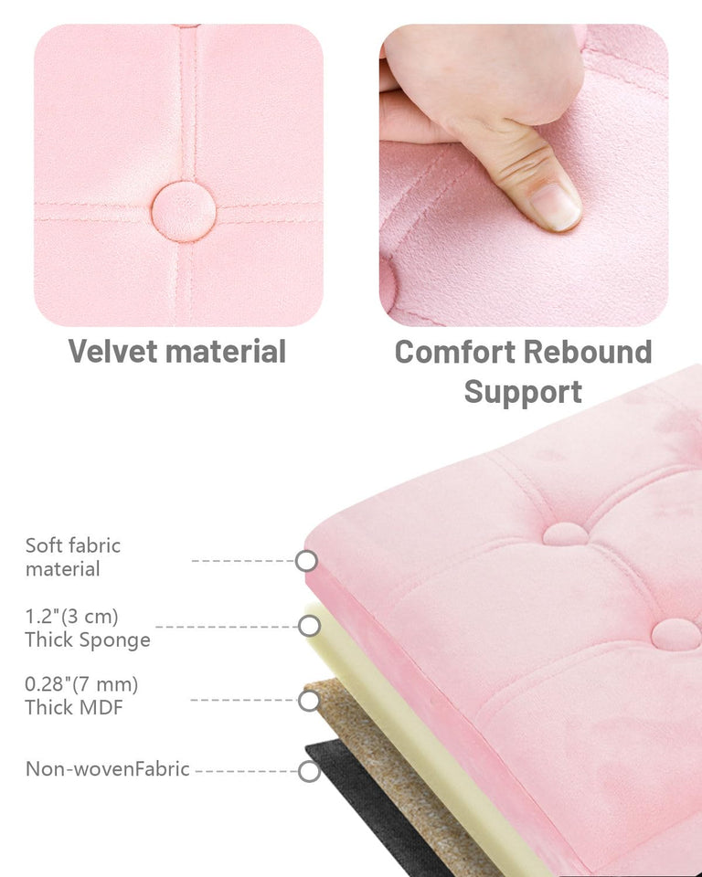 AmasSmile Footrest Ottoman Bench with Storage,34Inch Black Leather Footstool, Coffee Table, Padded Seat, Storage Chest,Blanket Store with Flipping Lid for Livingroom and Bedroom