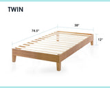 Mellow Naturalista Classic 12-Inch Solid Wood Platform Bed | Wooden Slats, No Box Spring Needed, Easy Assembly | Full, Espresso