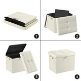 DocSafe Storage Ottoman with Lock,Fireproof Folding Ottoman Foot Rest Stool Storage Chest with Storage Safe for Important Documents,Waterproof 17 Inches Short Ottoman Foot Stool with Handles,Black