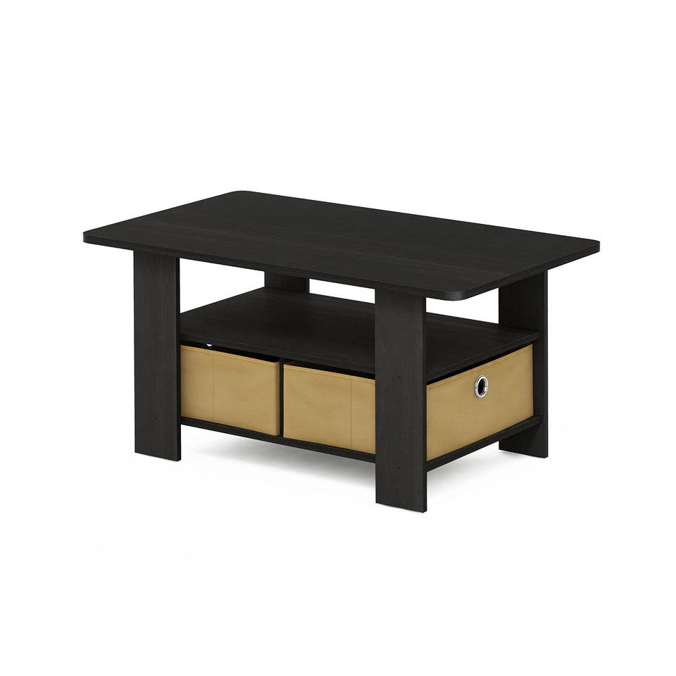 FURINNO Turn-N-Tube Coffee Table, 31.22D x 15.5W x 15.8H in, French Oak Grey/Black/Black