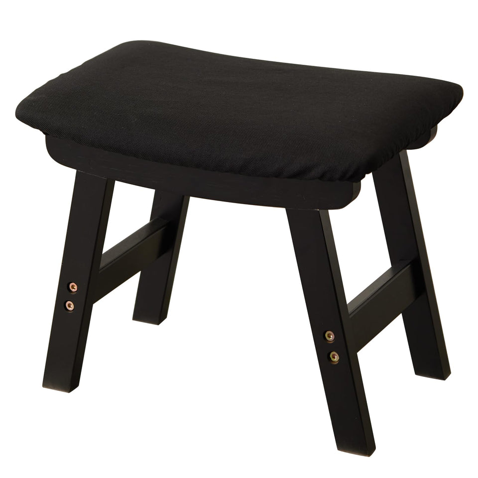 Foot Stool,Ottoman,Bamboo Small Sofa Foot Rest Under Desk,Extra Seating for Living Room, Bedroom and Kitchen(Brown Stool Legs - Beige Surface)