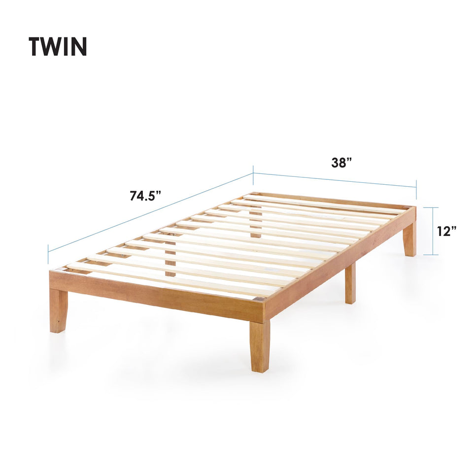 Mellow Naturalista Classic 12-Inch Solid Wood Platform Bed | Wooden Slats, No Box Spring Needed, Easy Assembly | Full, Espresso