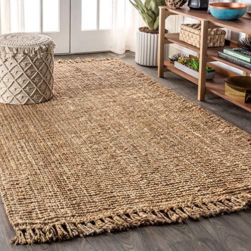 JONATHAN Y Handwoven Jute Fringe Natural Indoor Area Rug, 8x10, Pata, Bohemian, Rustic, Cottage, Easy-Cleaning for Living Room, Bedroom, Kitchen, Non-Shedding (NRF103A-8)