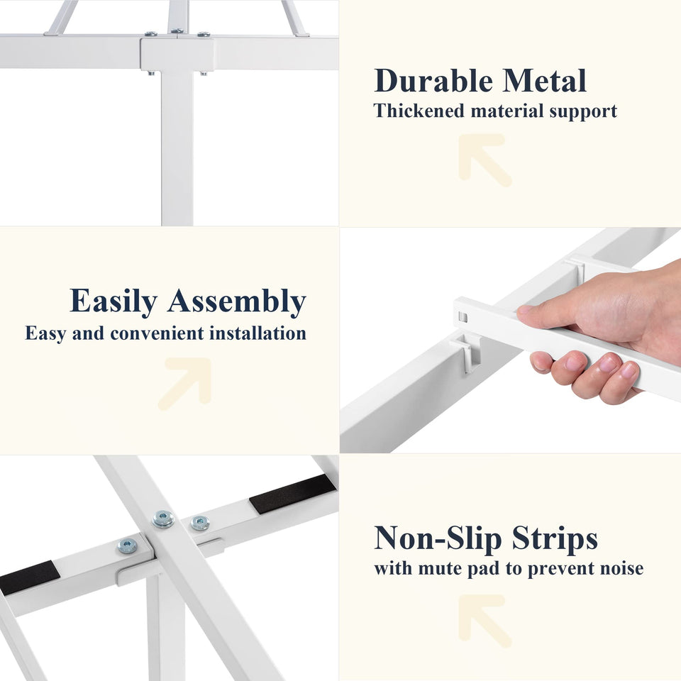 Allewie King Size Metal Platform Bed Frame with Victorian Style Wrought Iron-Art Headboard/Footboard, No Box Spring Required, Black