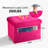 LINMAGCO Ottoman Storage Ottoman with Storage Small Foot Rest Stool Under Desk Stool Short Folding Footrest Linen Cloth Dark Gray 16X12X12IN