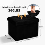 LINMAGCO Ottoman Storage Ottoman with Storage Small Foot Rest Stool Under Desk Stool Short Folding Footrest Linen Cloth Dark Gray 16X12X12IN