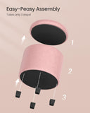 SONGMICS Round Ottoman, Ottoman with Storage, 17.7 Dia. x 17.5 H Inches Foot Rest with Legs, Load up to 330 lb, for Living Room, Bedroom, Dark Gray ULOM011G01